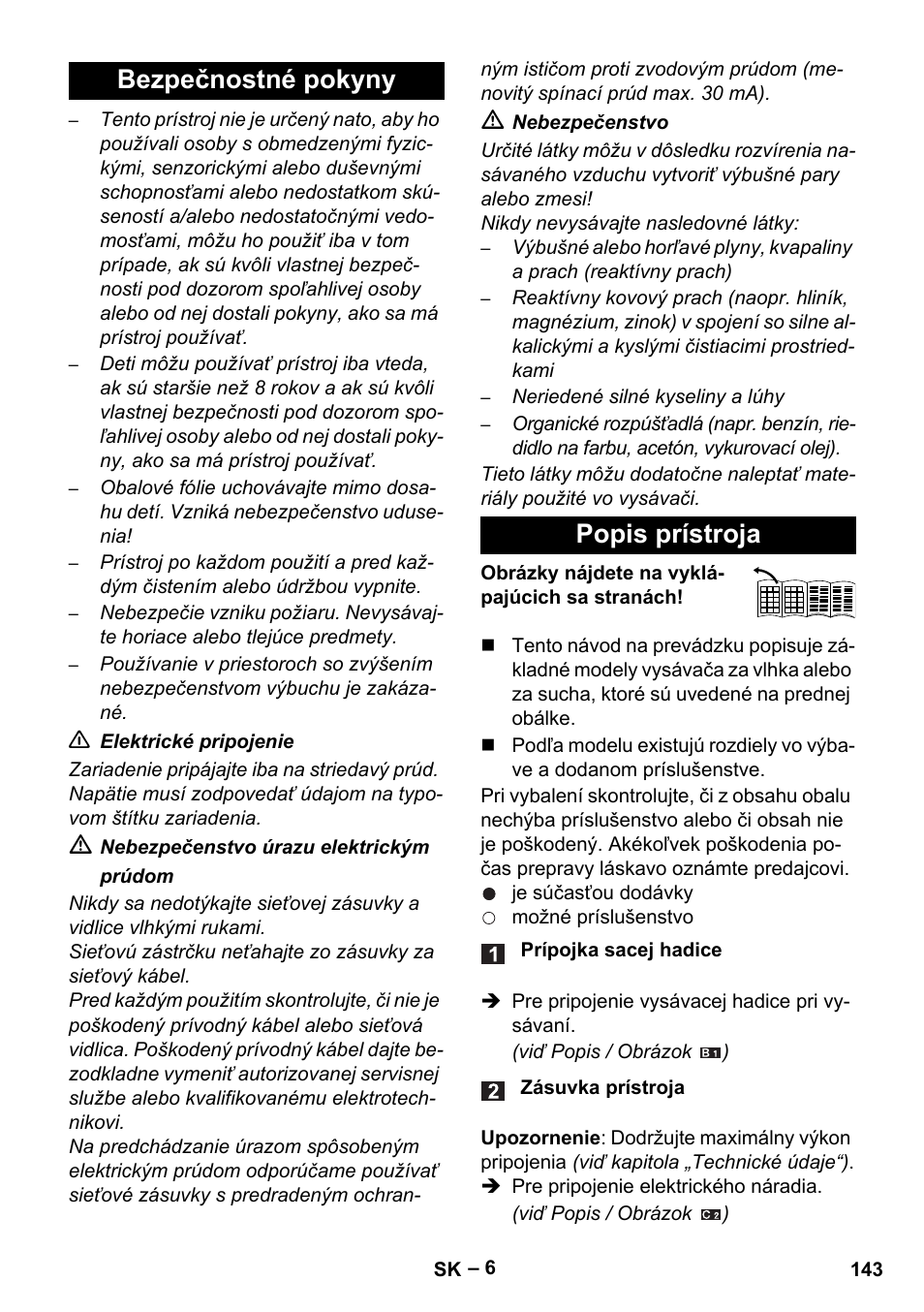 Bezpečnostné pokyny popis prístroja | Karcher WD 5-500 M User Manual | Page 143 / 212