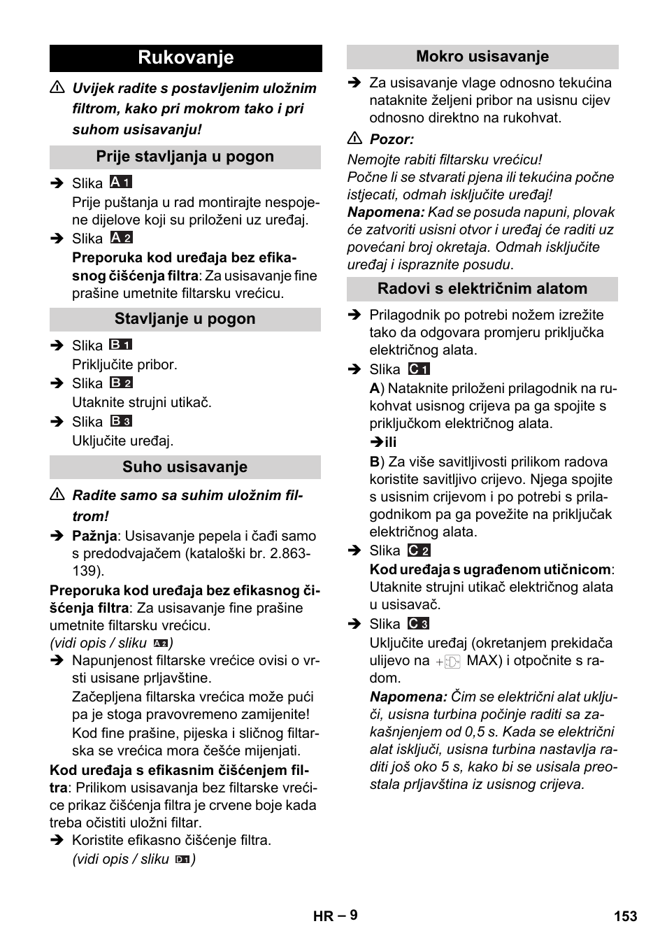 Rukovanje | Karcher WD 5-500 M User Manual | Page 153 / 212