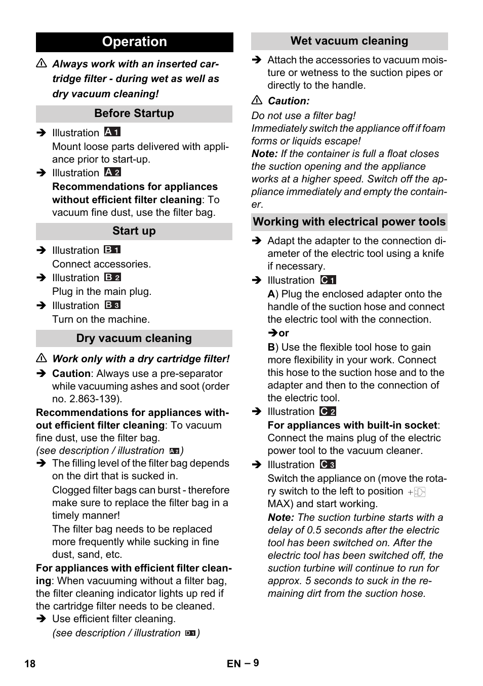 Operation | Karcher WD 5-500 M User Manual | Page 18 / 212