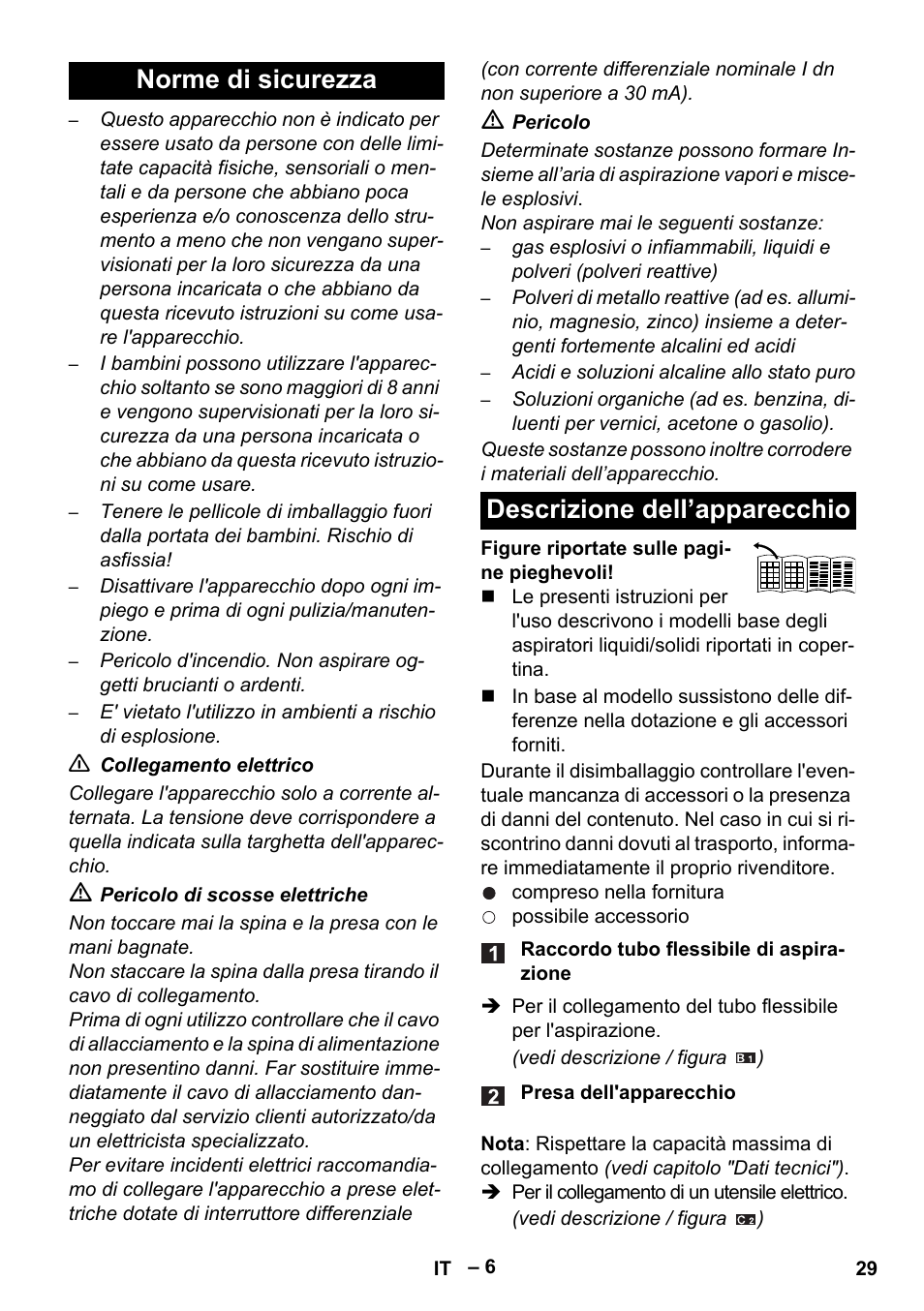 Norme di sicurezza descrizione dell’apparecchio | Karcher WD 5-500 M User Manual | Page 29 / 212