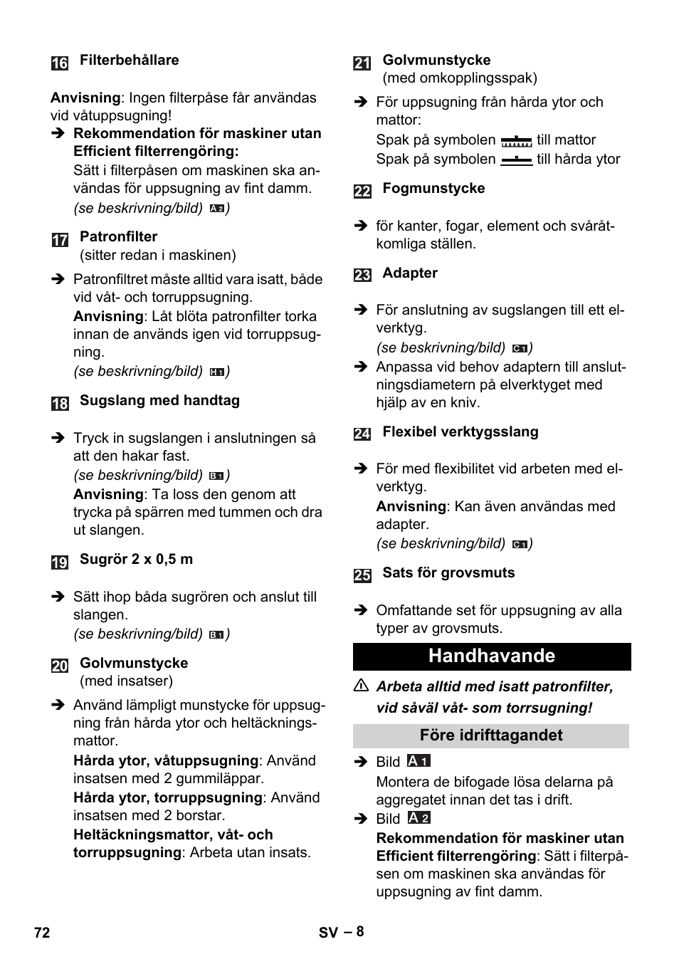 Handhavande | Karcher WD 5-500 M User Manual | Page 72 / 212