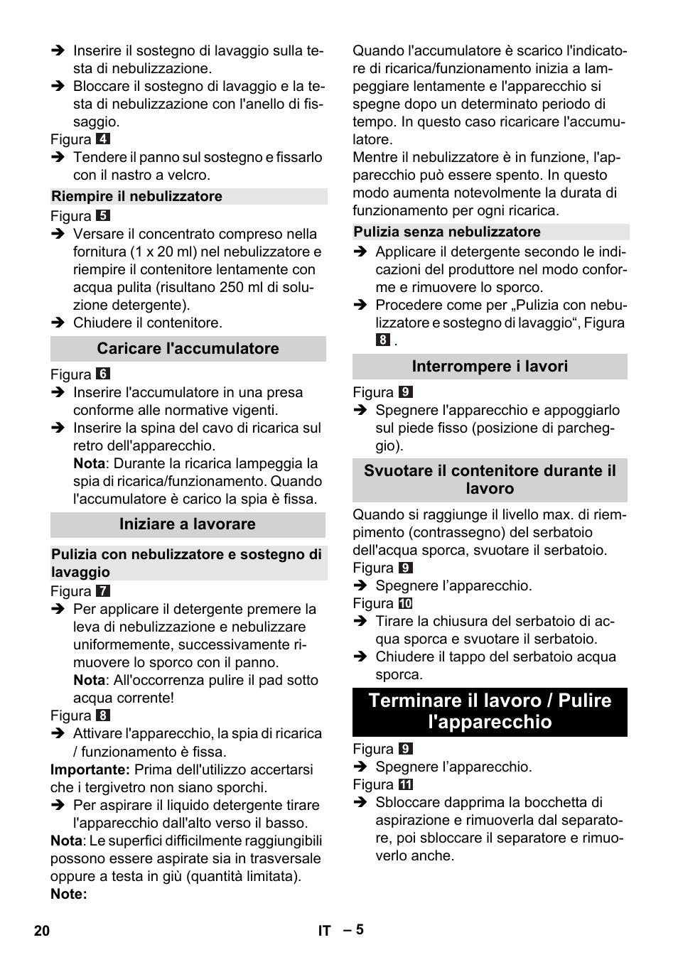 Terminare il lavoro / pulire l'apparecchio | Karcher WV 75 plus User Manual | Page 20 / 144