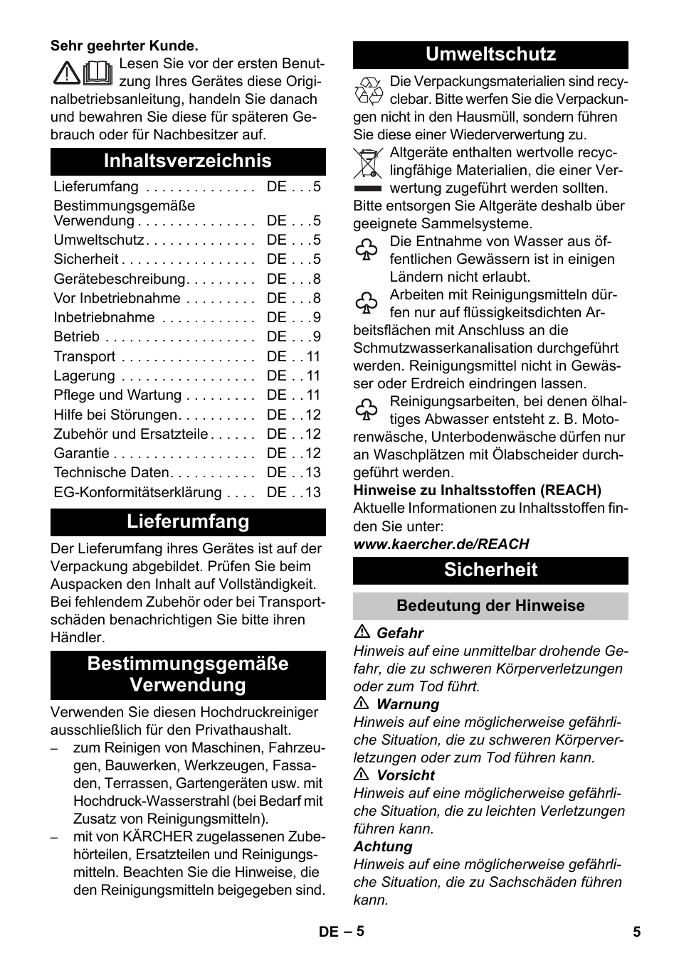 Karcher K 4 Compact Car User Manual | Page 5 / 46