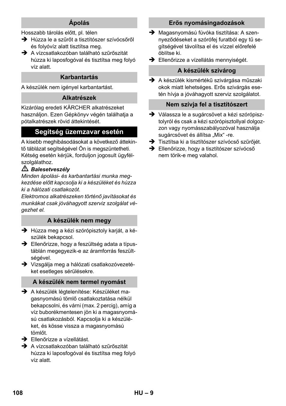 Karcher K 2 Car User Manual | Page 108 / 196