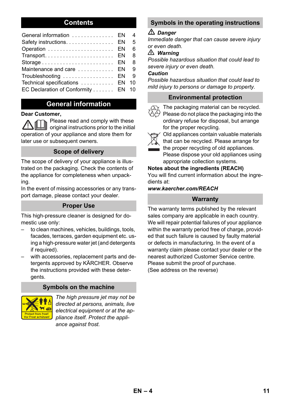 English | Karcher K 2 Car User Manual | Page 11 / 196