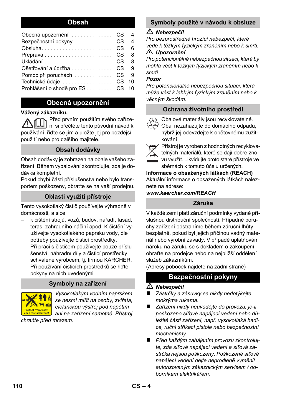 Čeština | Karcher K 2 Car User Manual | Page 110 / 196