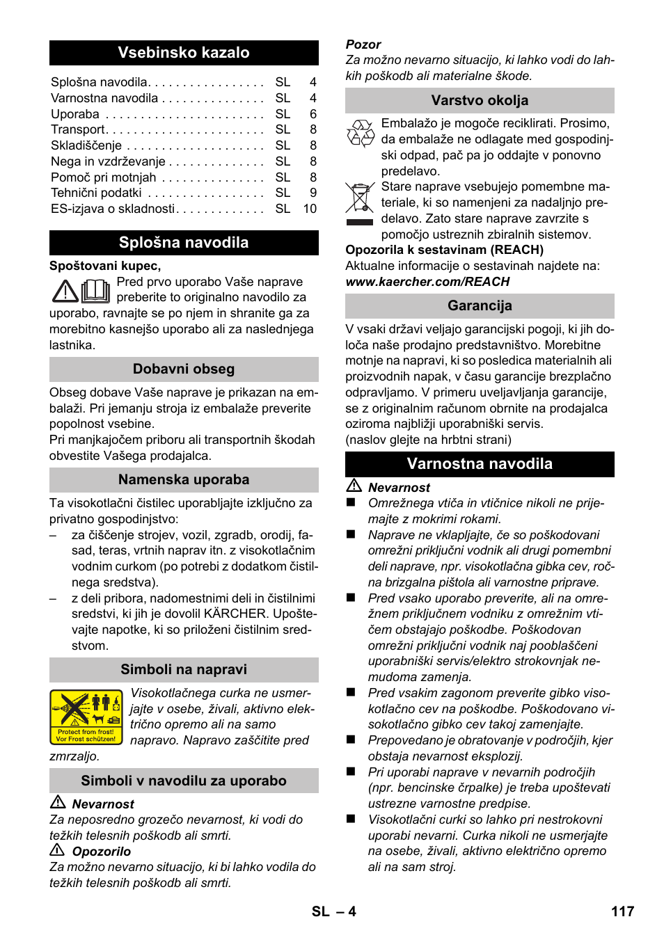 Slovenščina | Karcher K 2 Car User Manual | Page 117 / 196