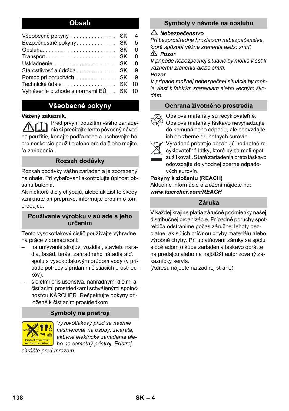 Slovenčina | Karcher K 2 Car User Manual | Page 138 / 196