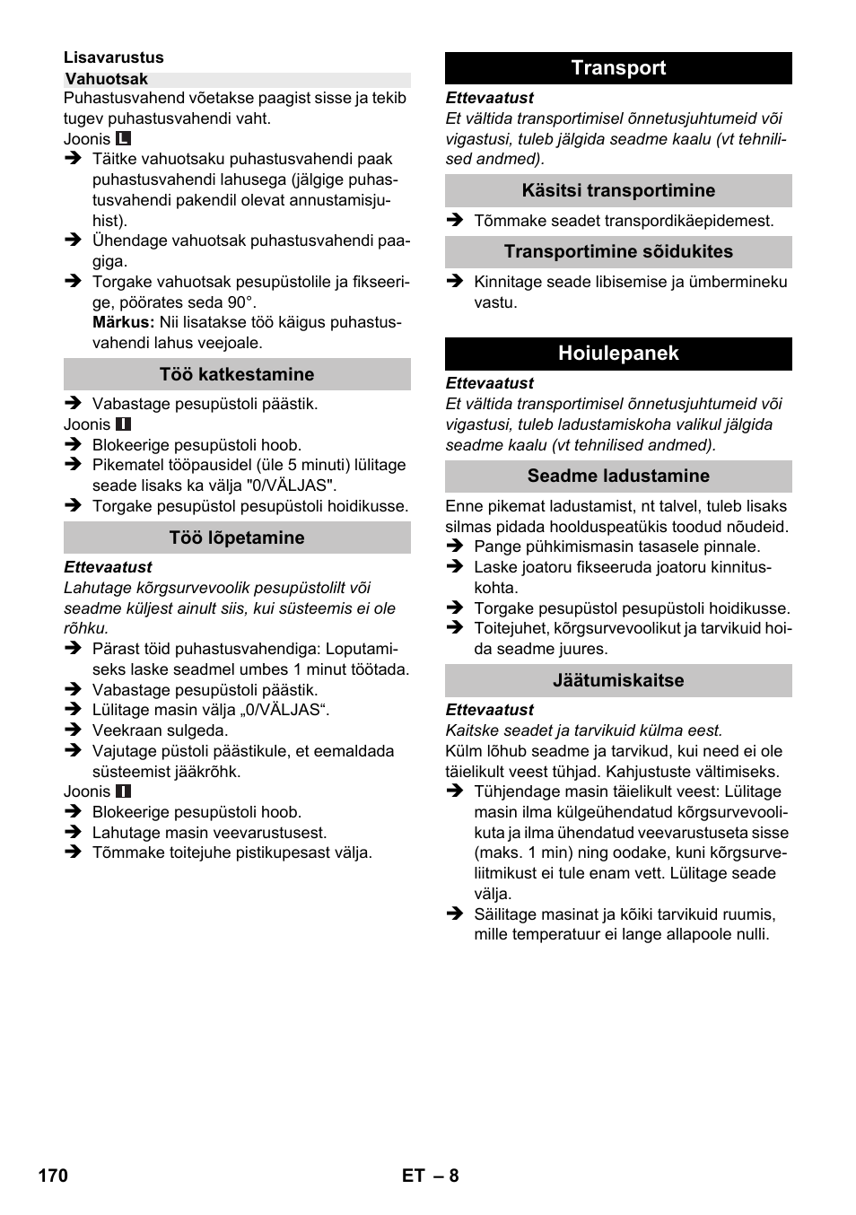 Karcher K 2 Car User Manual | Page 170 / 196