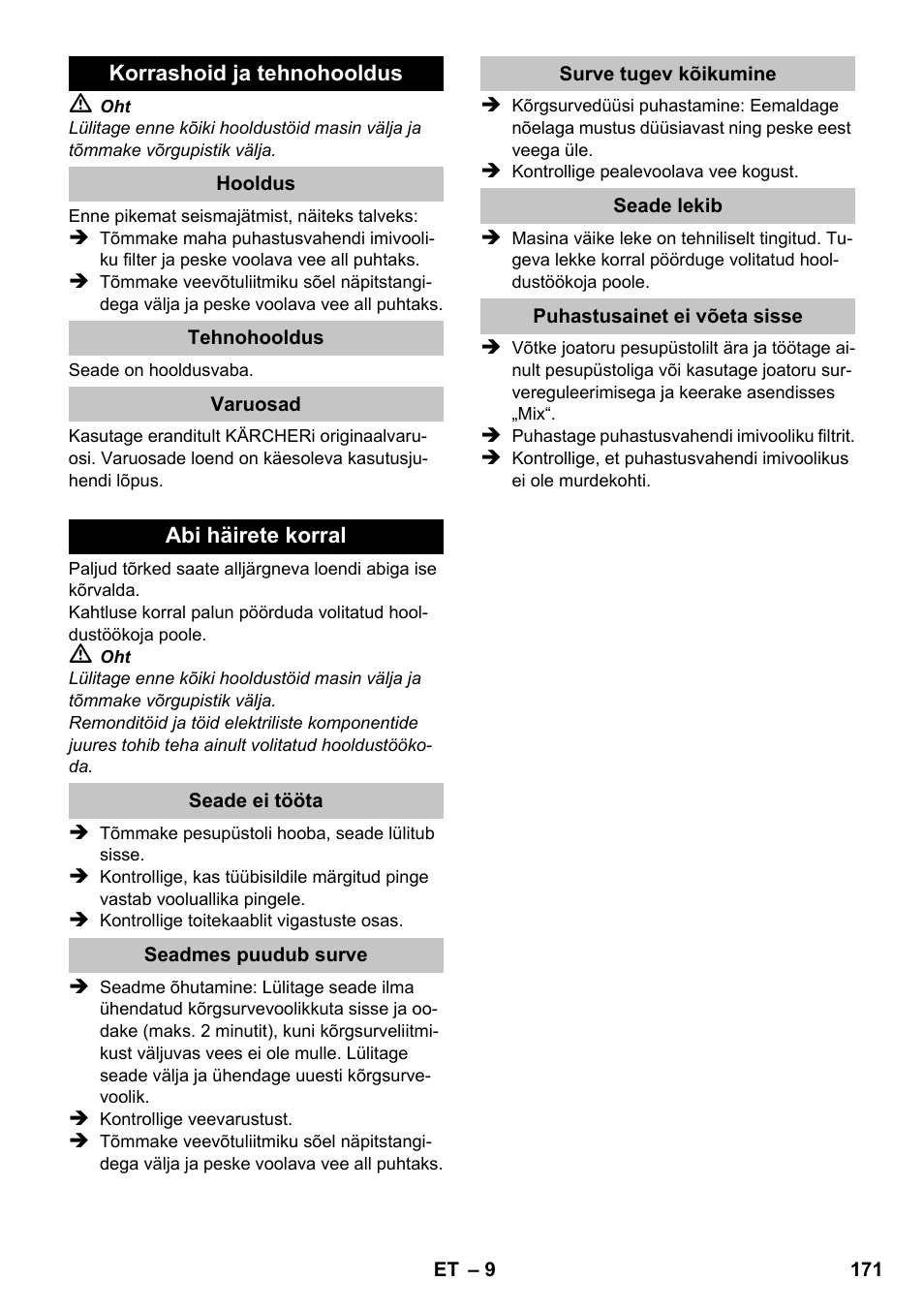 Karcher K 2 Car User Manual | Page 171 / 196