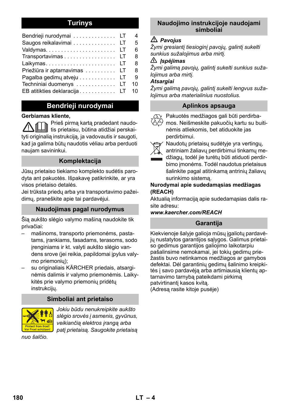 Lietuviškai | Karcher K 2 Car User Manual | Page 180 / 196