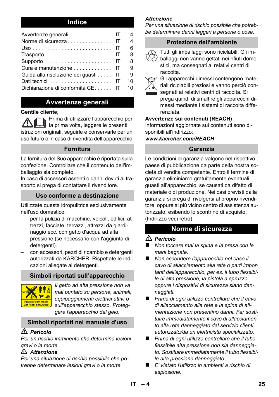 Italiano | Karcher K 2 Car User Manual | Page 25 / 196