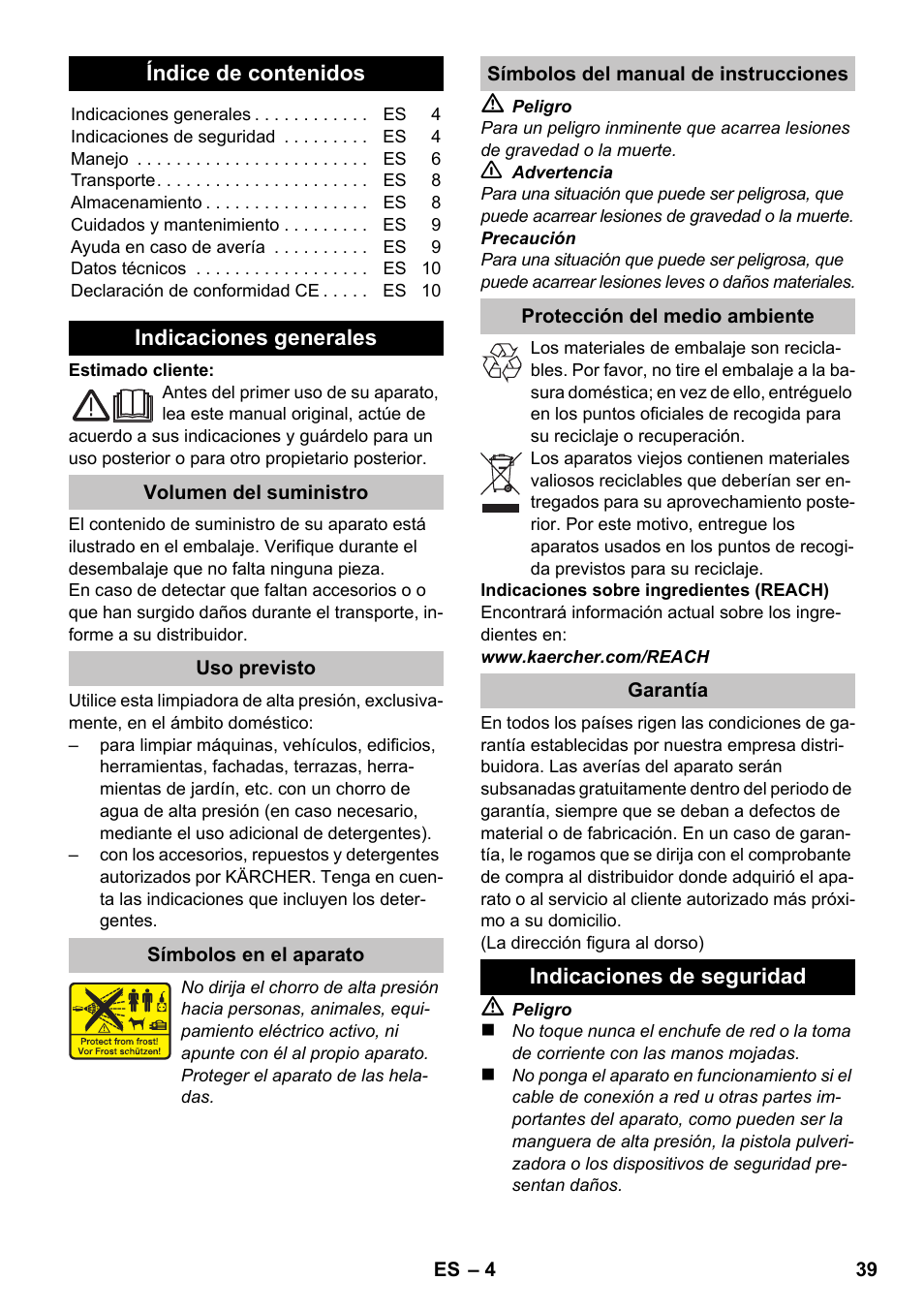 Español | Karcher K 2 Car User Manual | Page 39 / 196