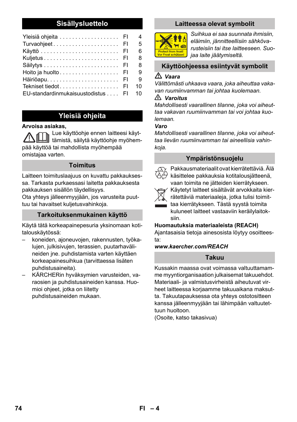 Suomi | Karcher K 2 Car User Manual | Page 74 / 196