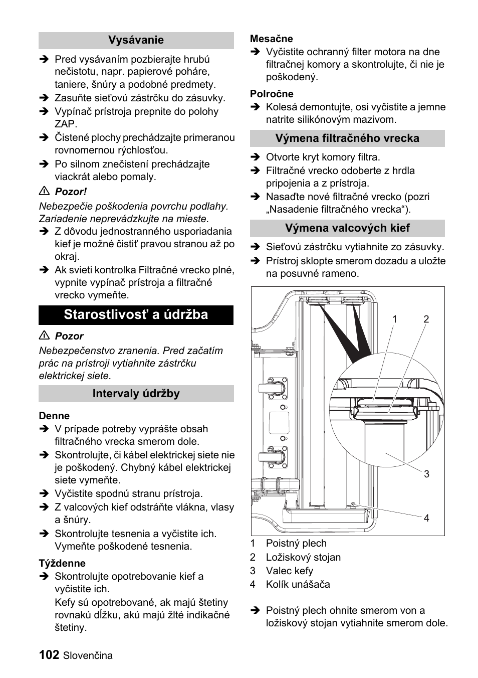 Starostlivosť a údržba | Karcher CV 66-2 User Manual | Page 102 / 148