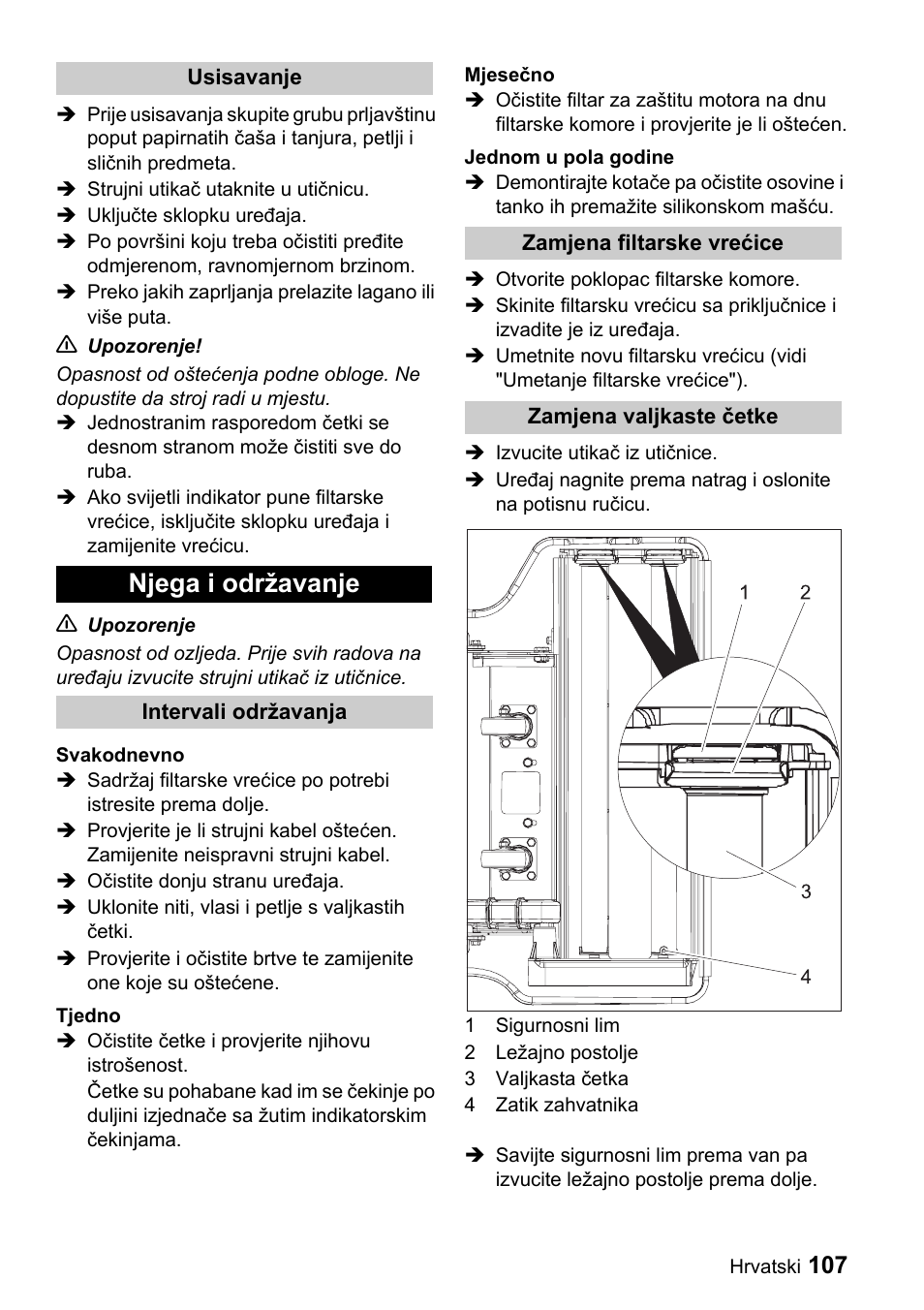 Njega i održavanje | Karcher CV 66-2 User Manual | Page 107 / 148