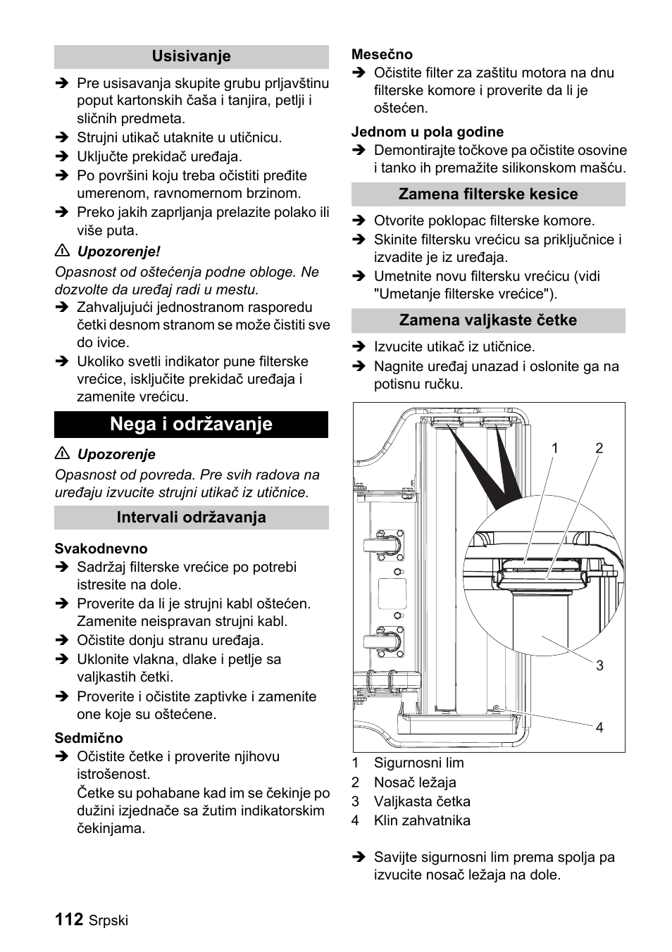 Nega i održavanje | Karcher CV 66-2 User Manual | Page 112 / 148