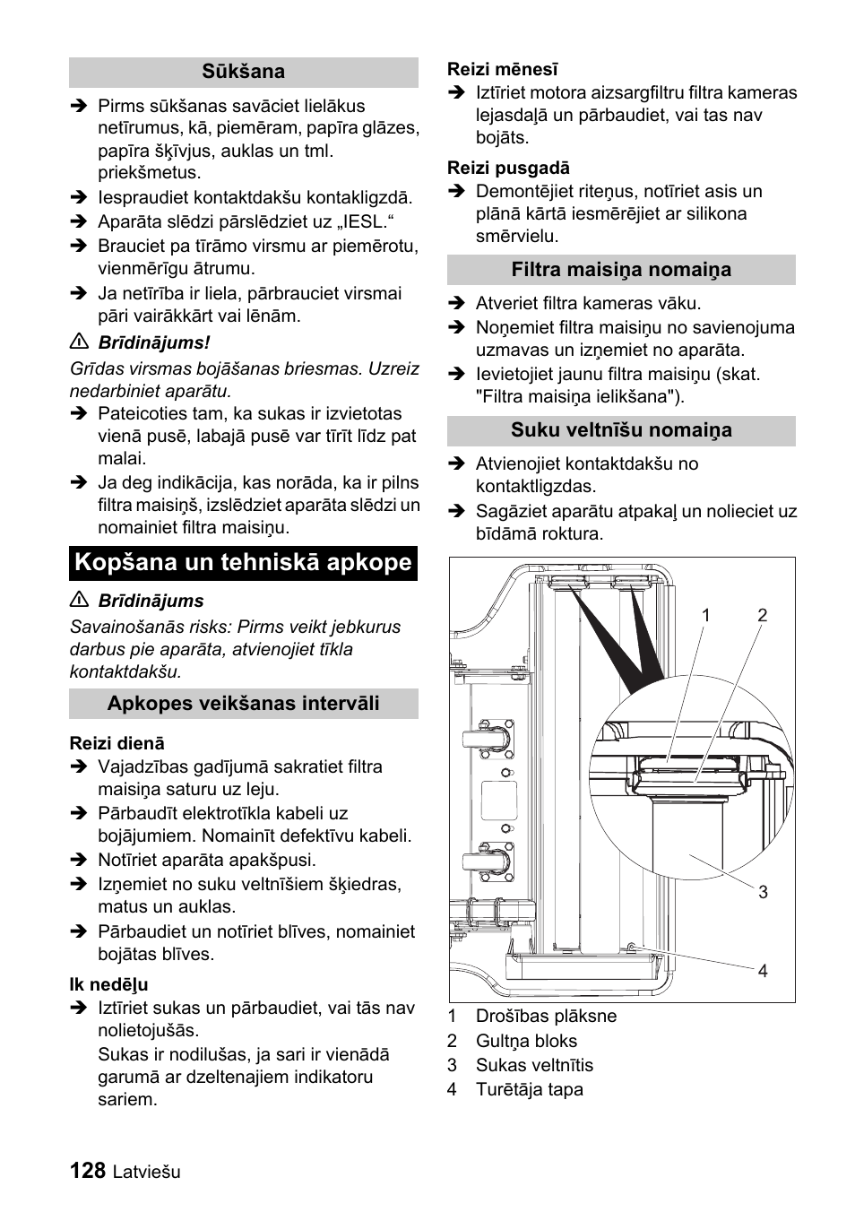 Kopšana un tehniskā apkope | Karcher CV 66-2 User Manual | Page 128 / 148
