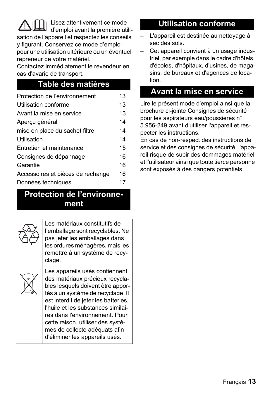 Karcher CV 66-2 User Manual | Page 13 / 148