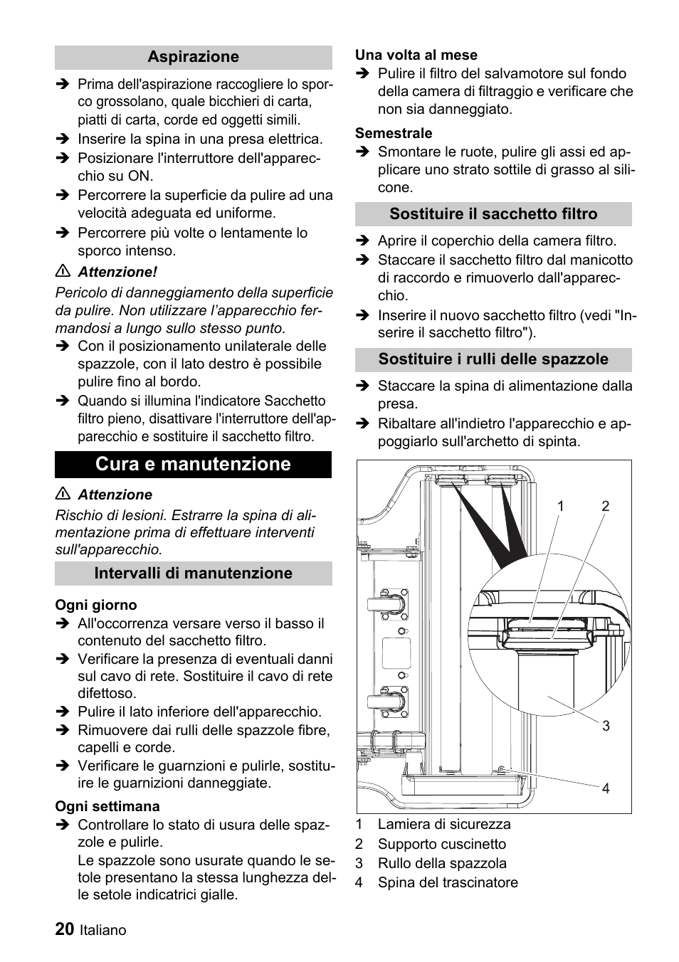 Cura e manutenzione | Karcher CV 66-2 User Manual | Page 20 / 148