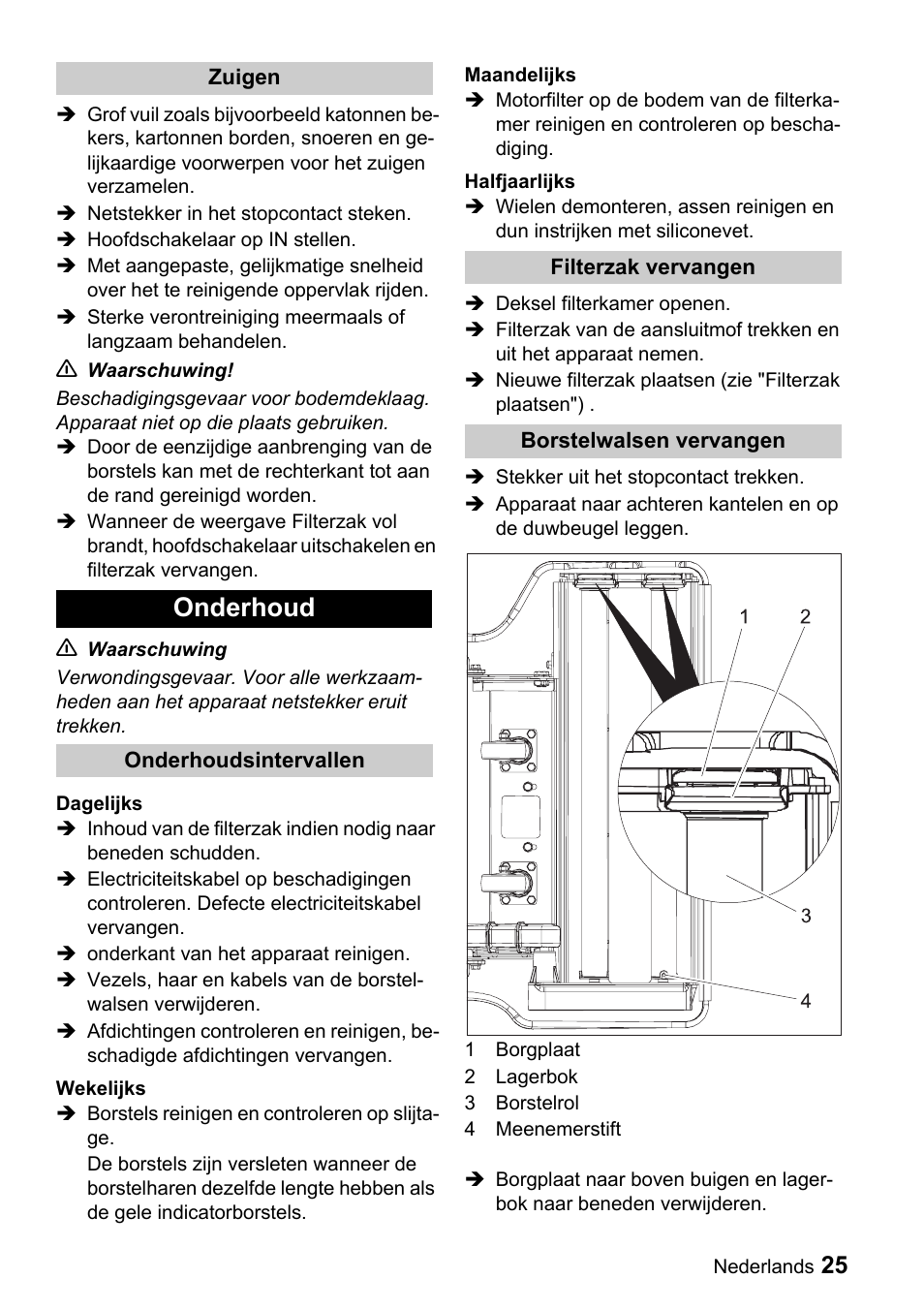 Onderhoud | Karcher CV 66-2 User Manual | Page 25 / 148