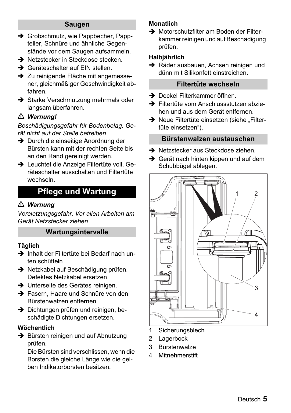 Pflege und wartung | Karcher CV 66-2 User Manual | Page 5 / 148