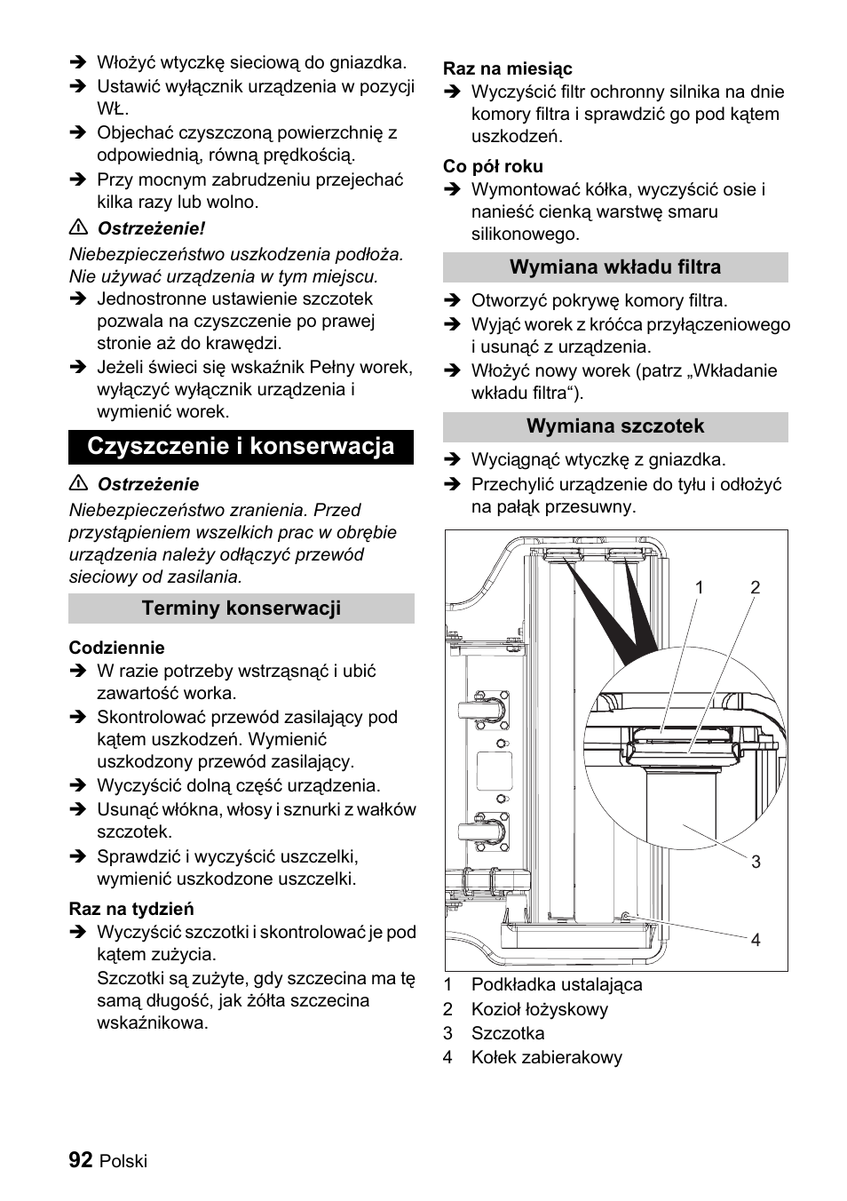 Czyszczenie i konserwacja | Karcher CV 66-2 User Manual | Page 92 / 148