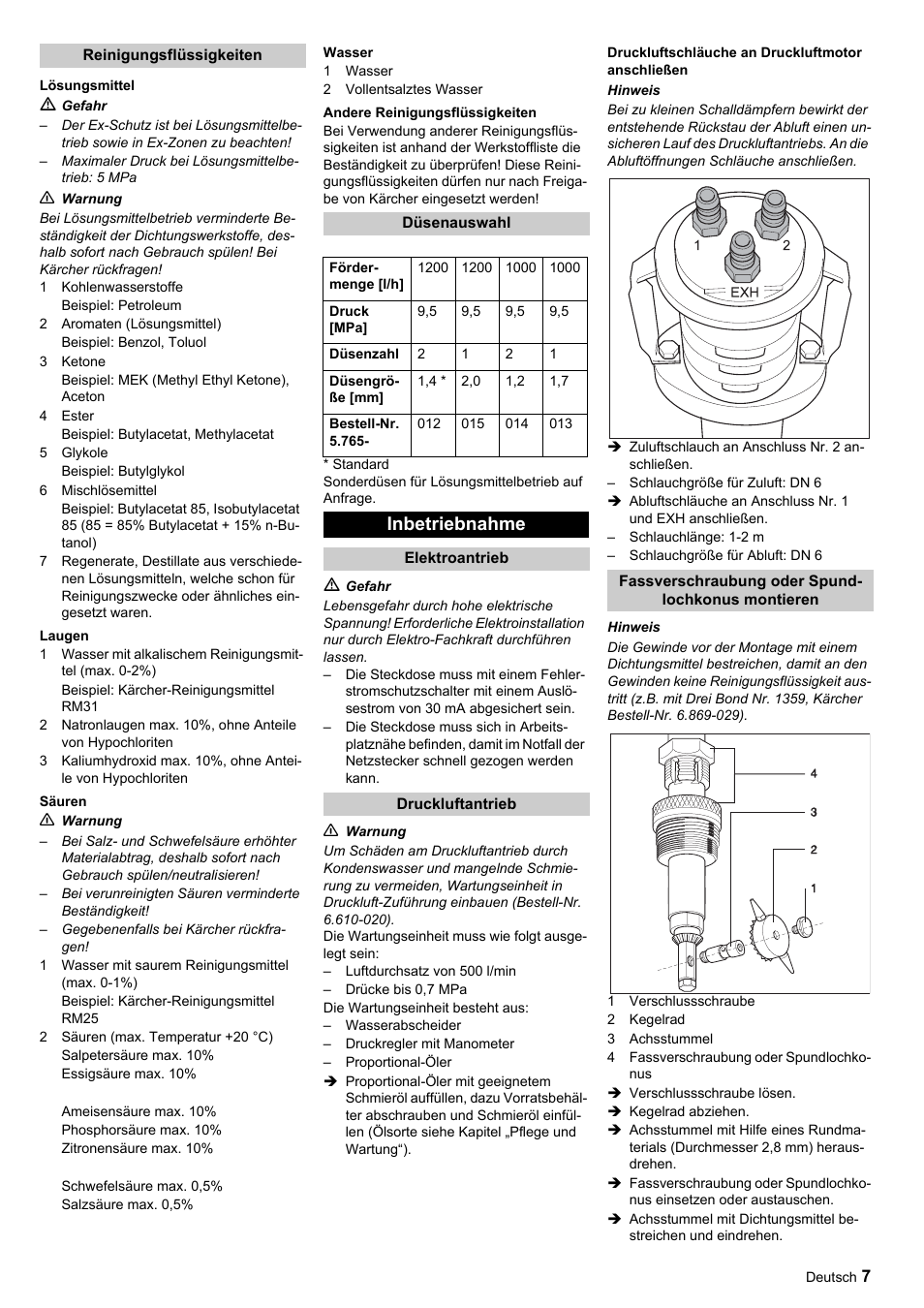 Inbetriebnahme | Karcher HKF 50 E User Manual | Page 7 / 60