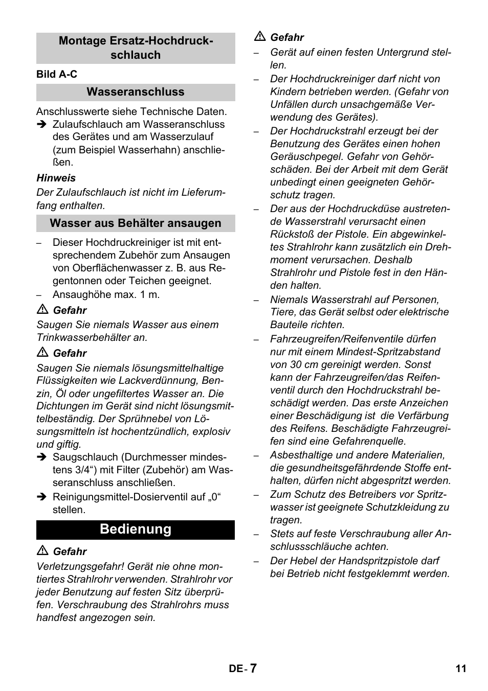 Bedienung | Karcher HDS 1000 De User Manual | Page 11 / 428