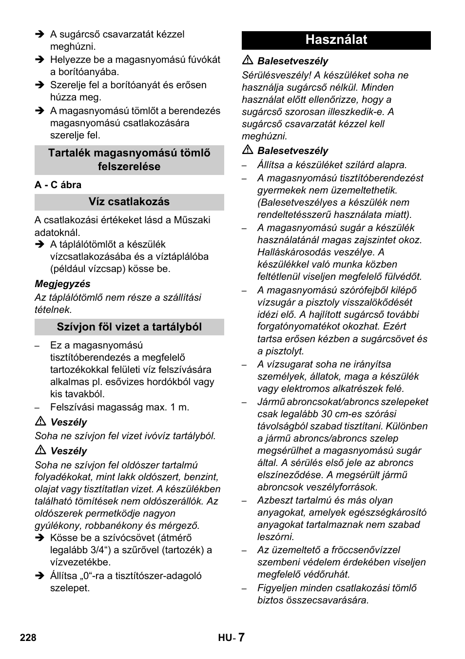Használat | Karcher HDS 1000 De User Manual | Page 228 / 428