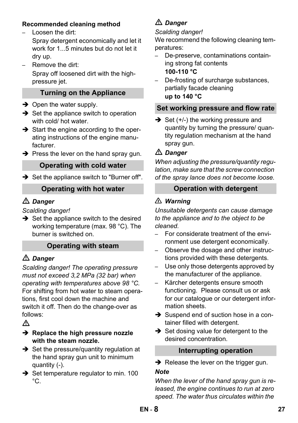 Karcher HDS 1000 De User Manual | Page 27 / 428