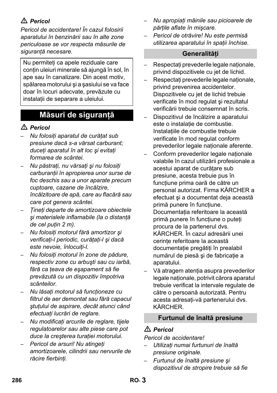 Măsuri de siguranţă | Karcher HDS 1000 De User Manual | Page 286 / 428