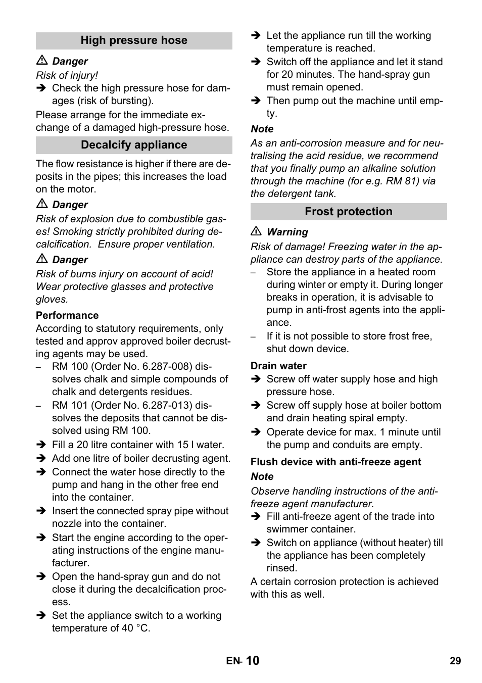 10 ƽ | Karcher HDS 1000 De User Manual | Page 29 / 428