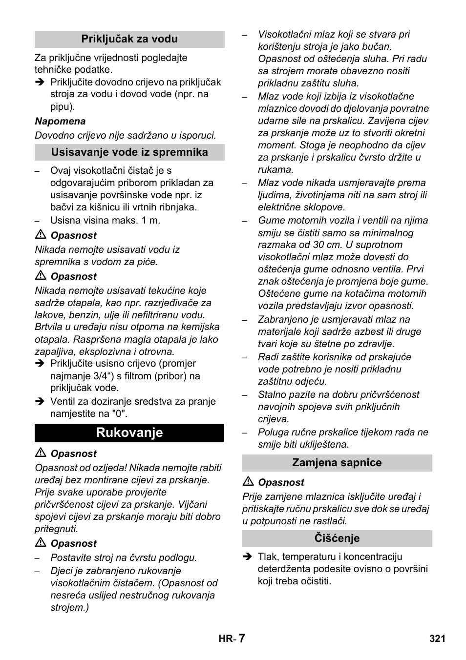 Rukovanje | Karcher HDS 1000 De User Manual | Page 321 / 428