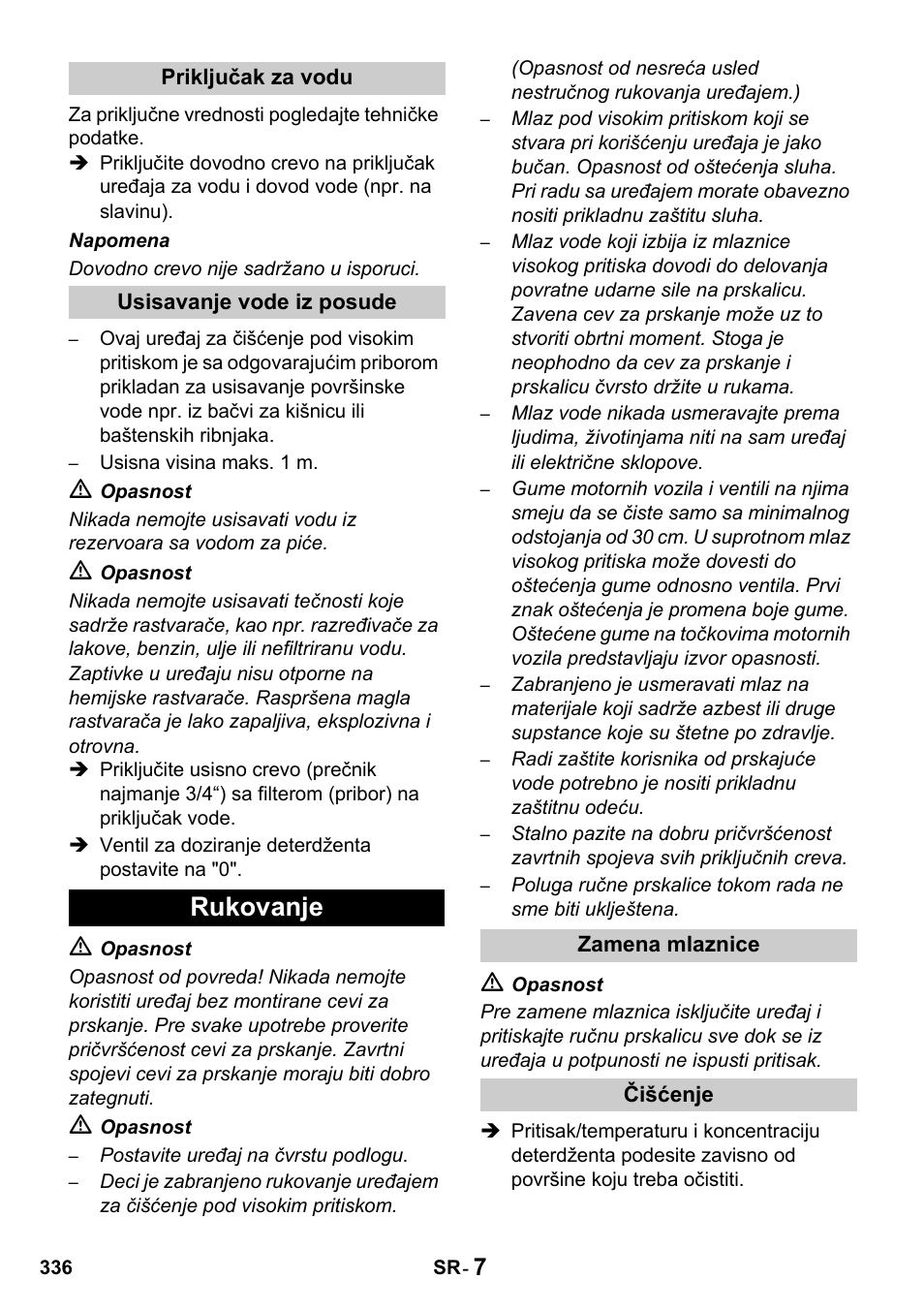 Rukovanje | Karcher HDS 1000 De User Manual | Page 336 / 428