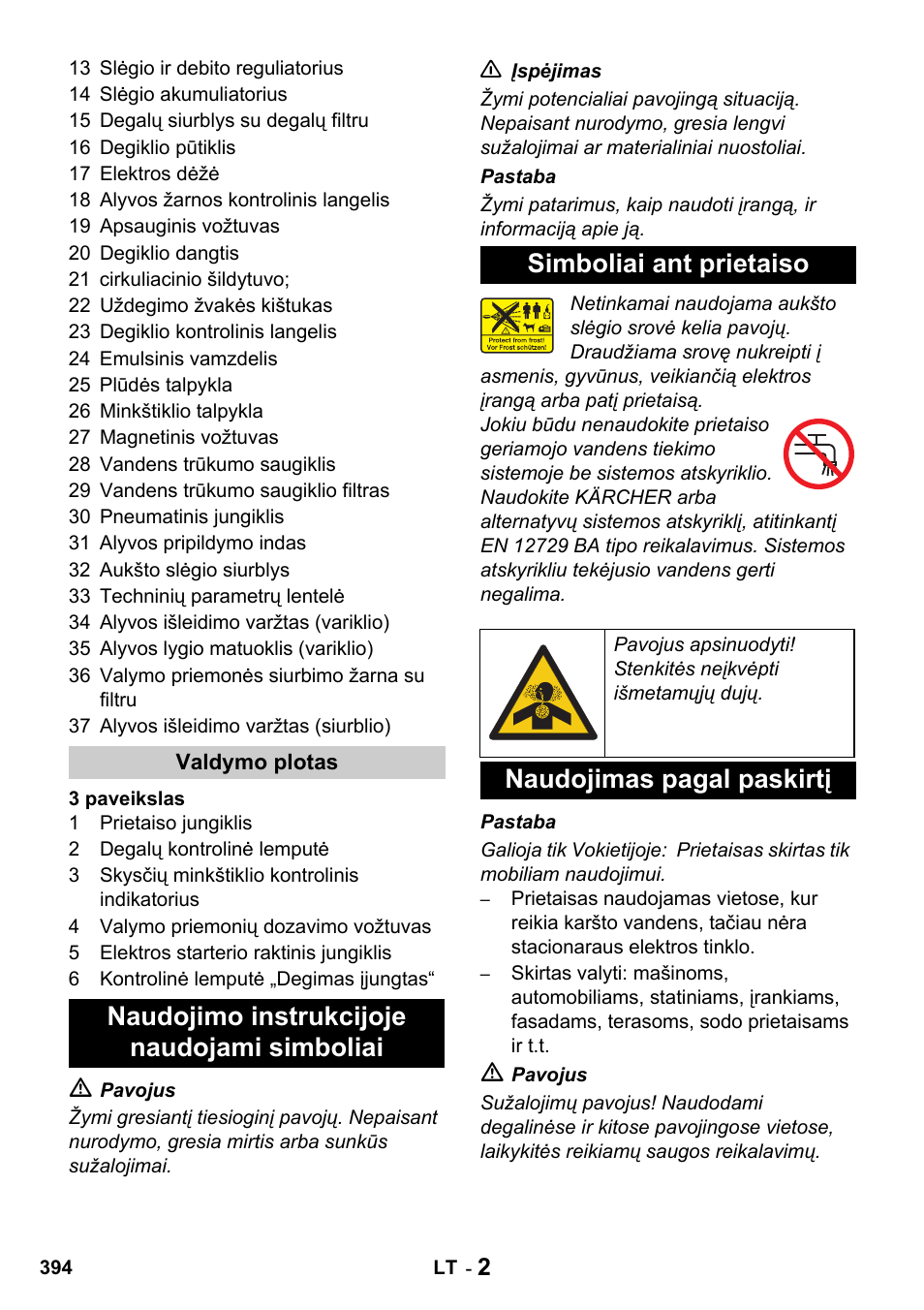 Naudojimas pagal paskirtį | Karcher HDS 1000 De User Manual | Page 394 / 428