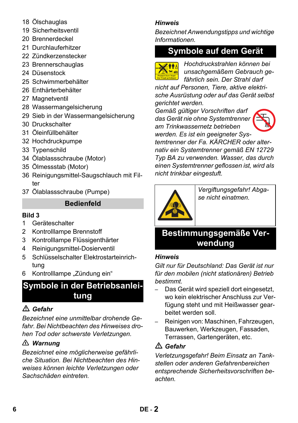 Bestimmungsgemäße ver- wendung | Karcher HDS 1000 De User Manual | Page 6 / 428