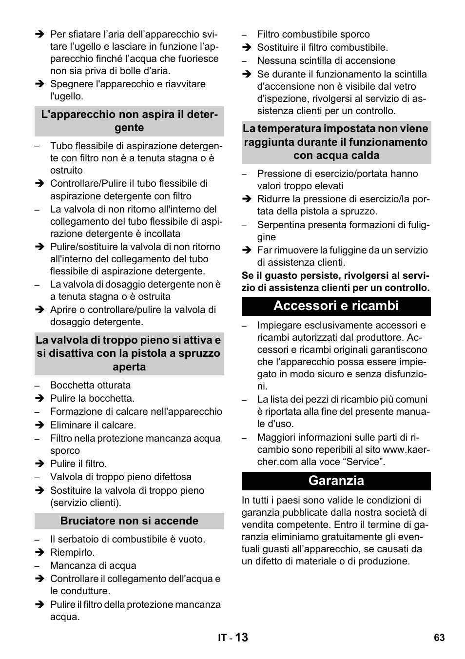 Accessori e ricambi garanzia | Karcher HDS 1000 De User Manual | Page 63 / 428