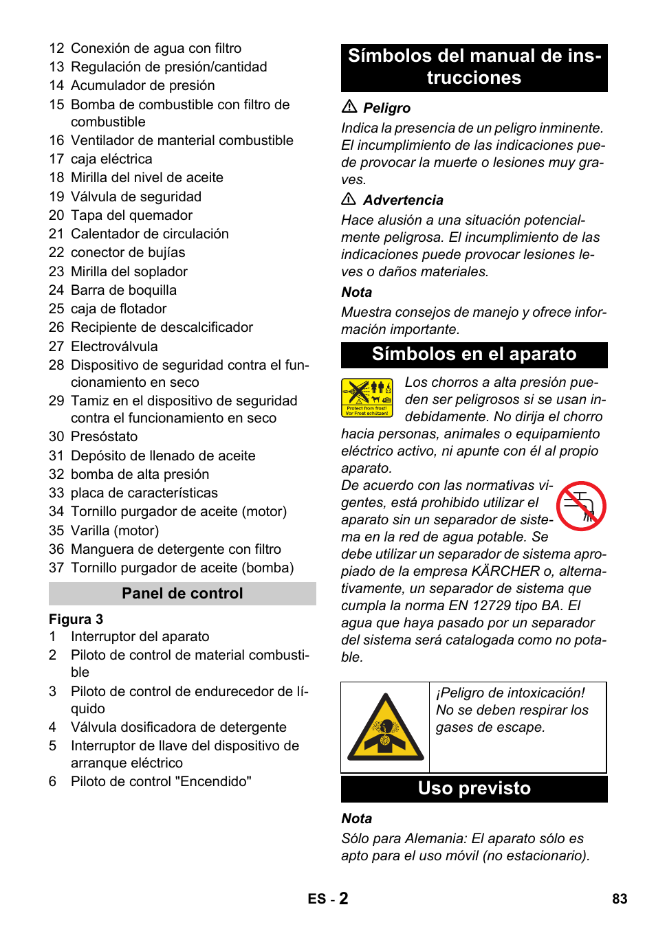 Uso previsto | Karcher HDS 1000 De User Manual | Page 83 / 428