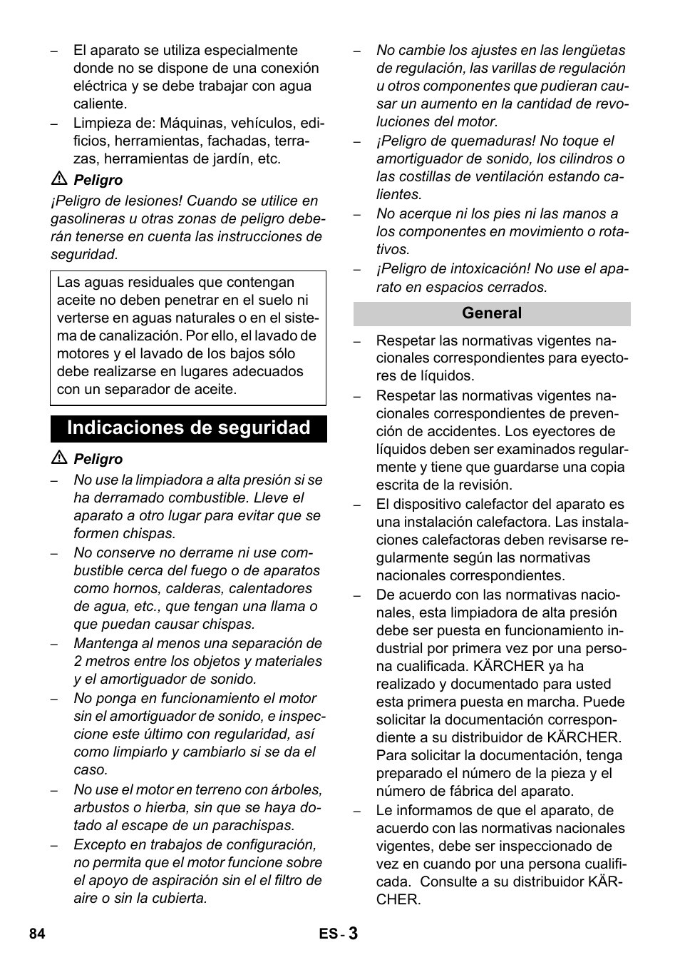 Indicaciones de seguridad | Karcher HDS 1000 De User Manual | Page 84 / 428