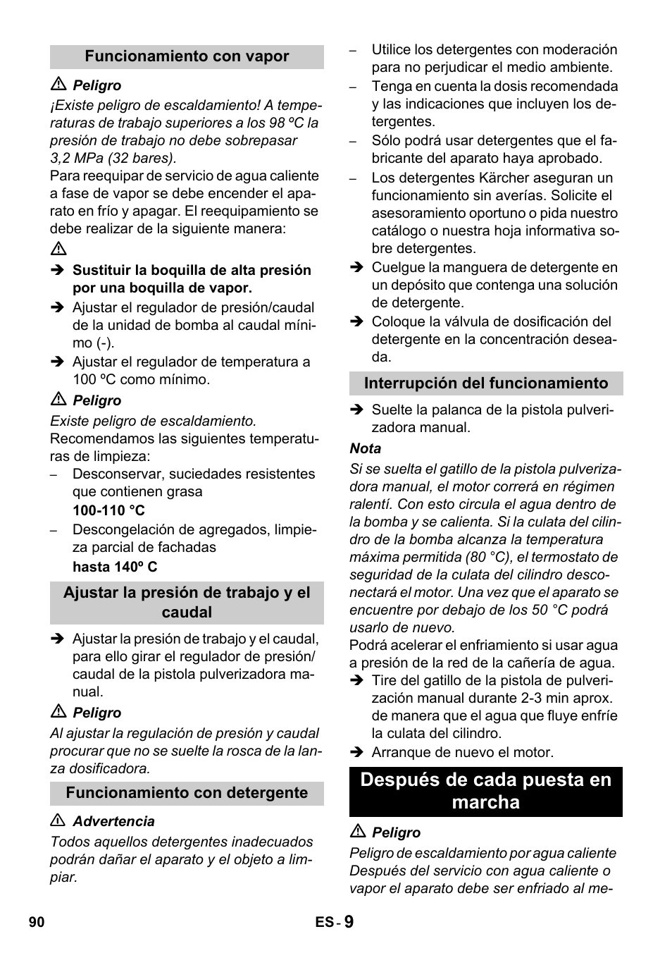 Después de cada puesta en marcha | Karcher HDS 1000 De User Manual | Page 90 / 428