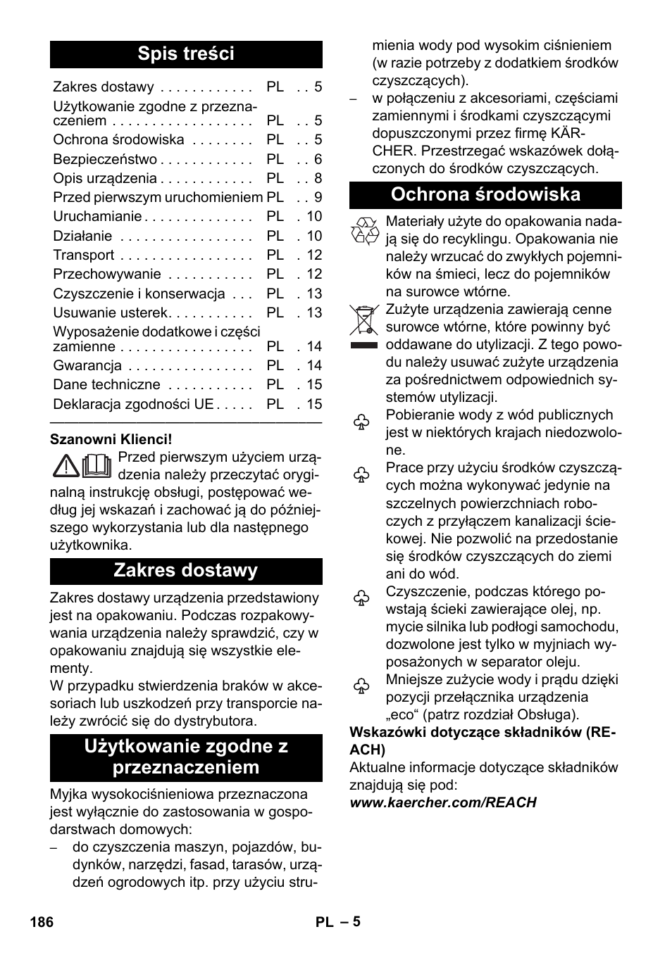 Karcher K 5 Premium eco!ogic Home User Manual | Page 186 / 292