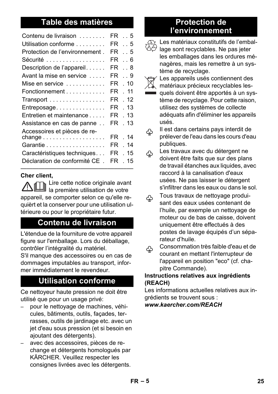 Karcher K 5 Premium eco!ogic Home User Manual | Page 25 / 292