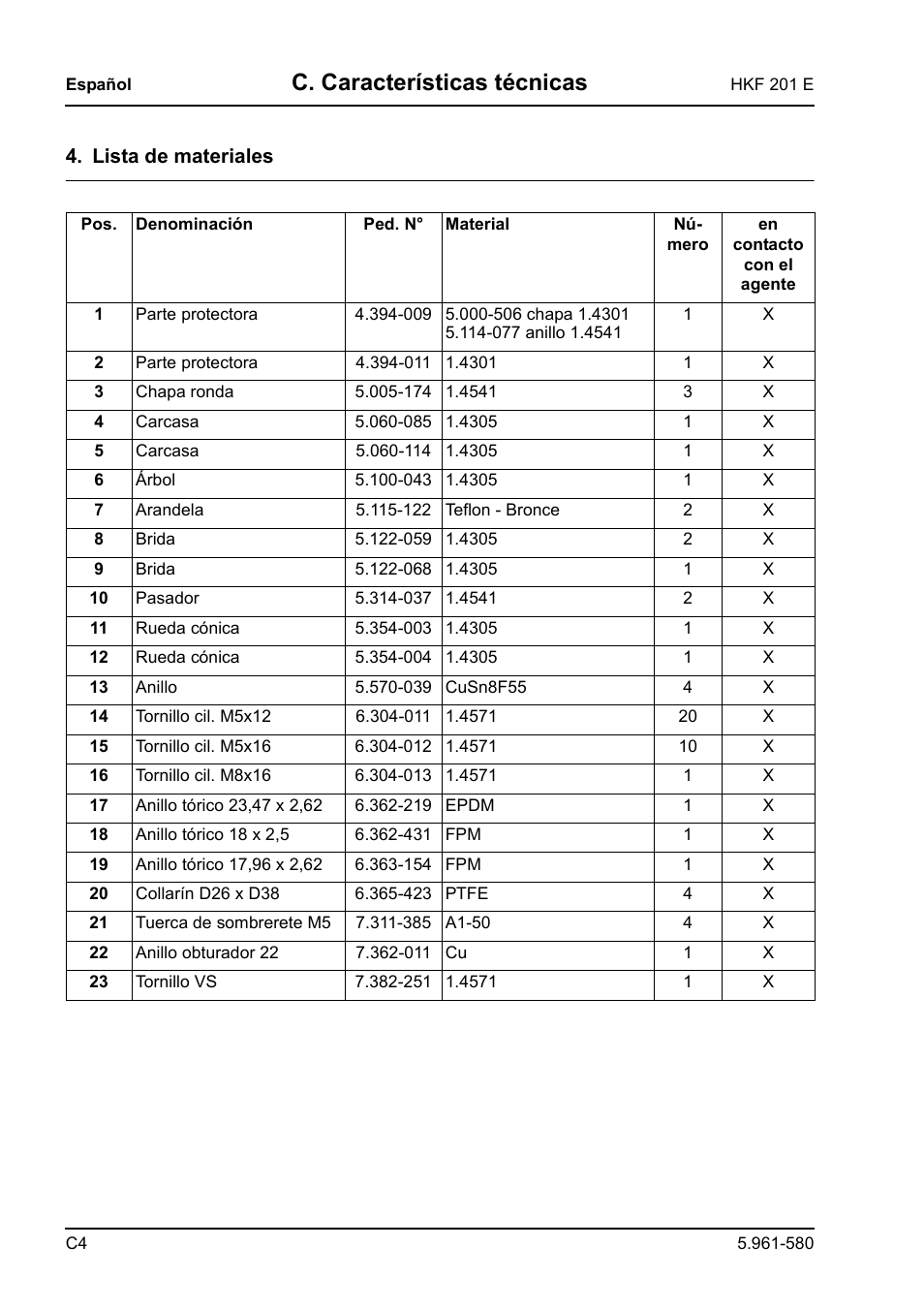 C. características técnicas | Karcher HKF 201 E User Manual | Page 110 / 160