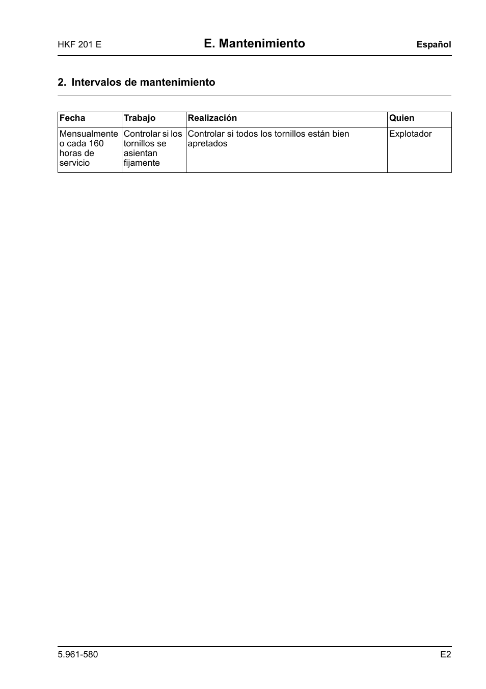 E. mantenimiento | Karcher HKF 201 E User Manual | Page 115 / 160