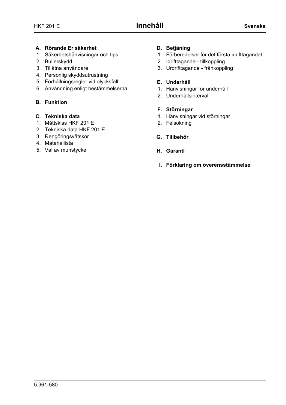 Innehåll | Karcher HKF 201 E User Manual | Page 123 / 160