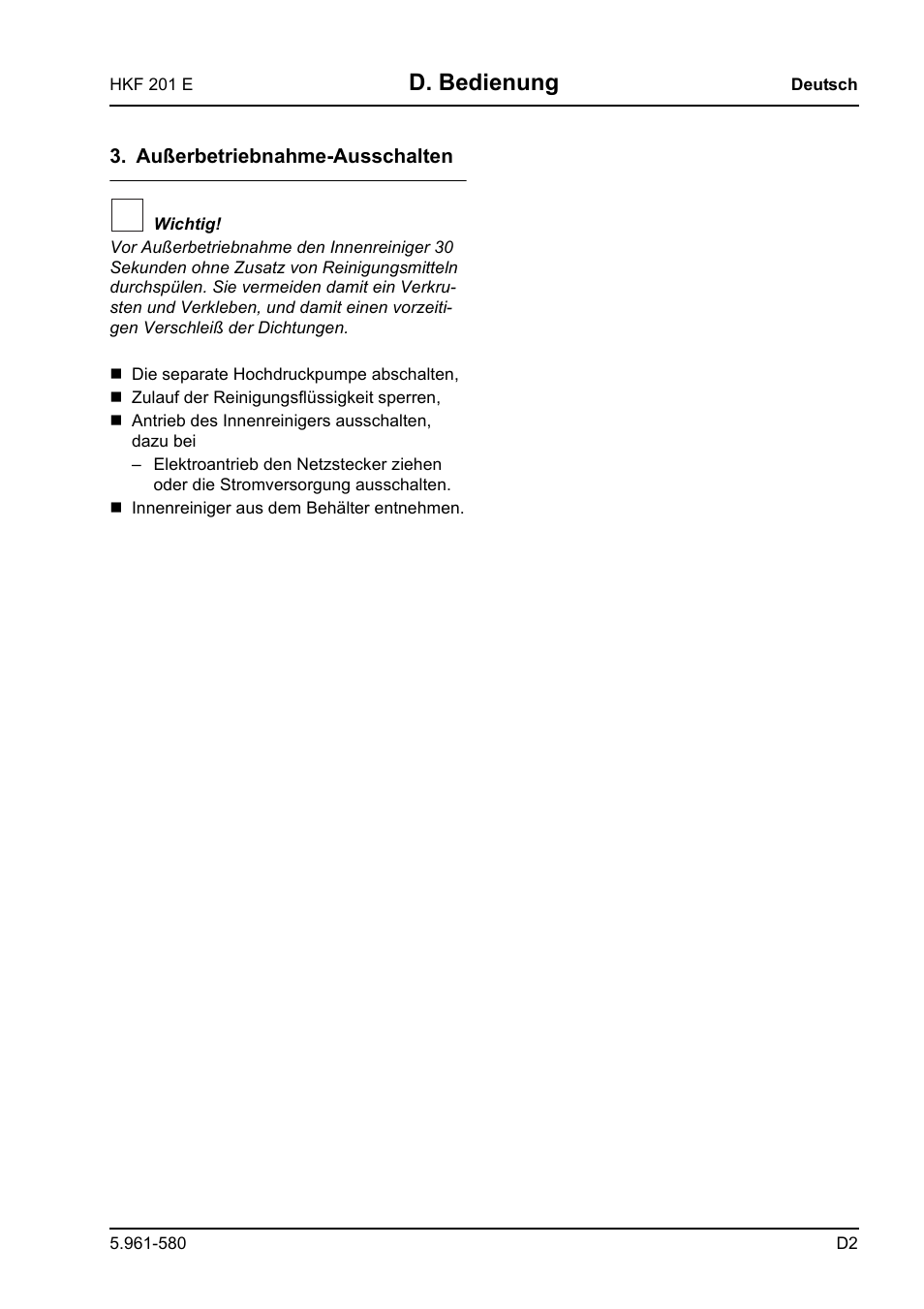 D. bedienung | Karcher HKF 201 E User Manual | Page 13 / 160
