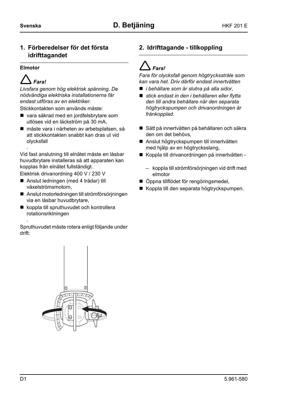 D. betjäning | Karcher HKF 201 E User Manual | Page 132 / 160