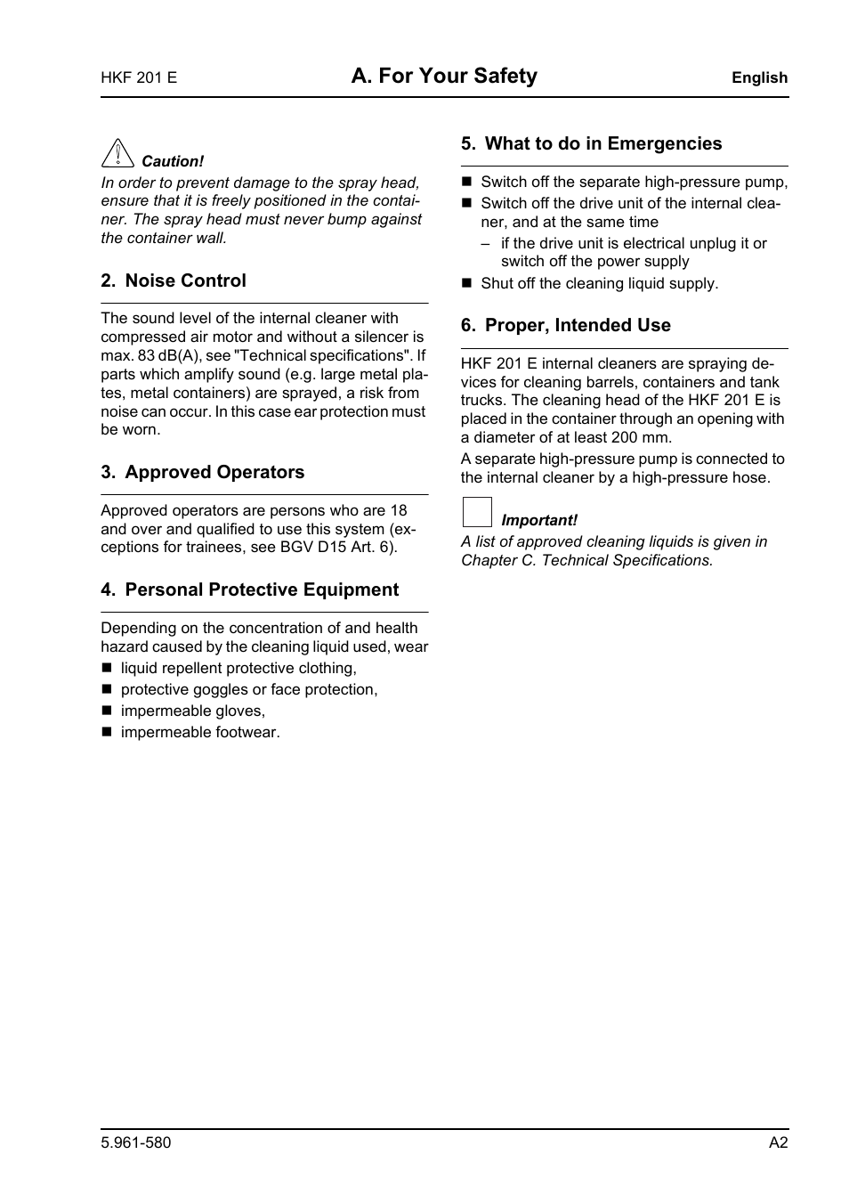 A. for your safety | Karcher HKF 201 E User Manual | Page 25 / 160