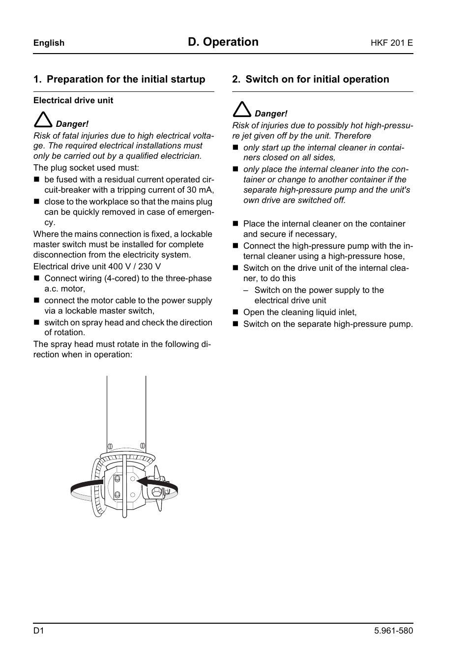 D. operation | Karcher HKF 201 E User Manual | Page 32 / 160